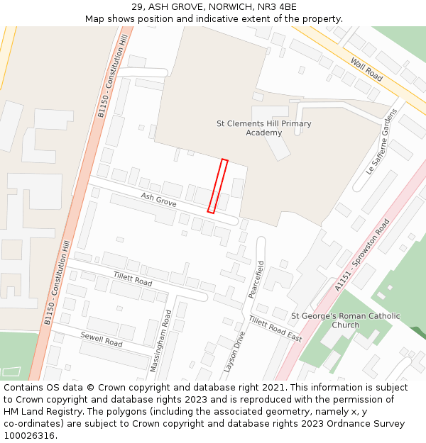 29, ASH GROVE, NORWICH, NR3 4BE: Location map and indicative extent of plot