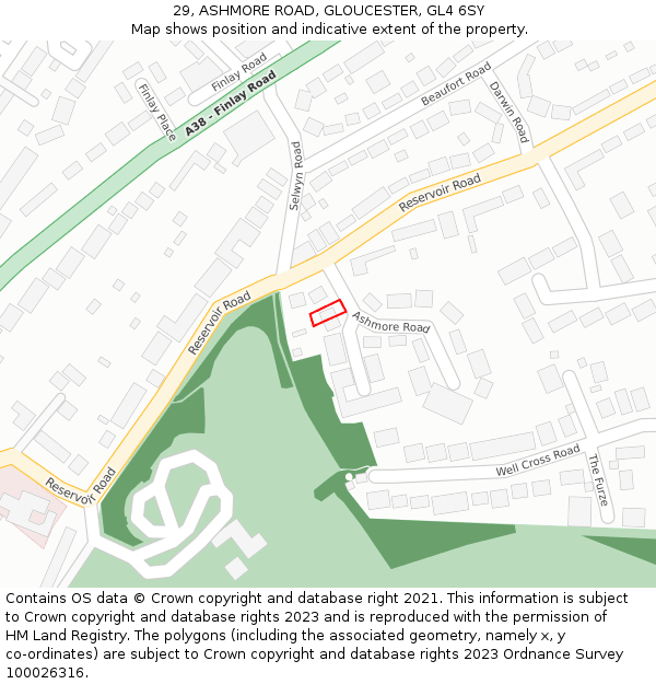 29, ASHMORE ROAD, GLOUCESTER, GL4 6SY: Location map and indicative extent of plot