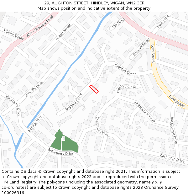 29, AUGHTON STREET, HINDLEY, WIGAN, WN2 3ER: Location map and indicative extent of plot