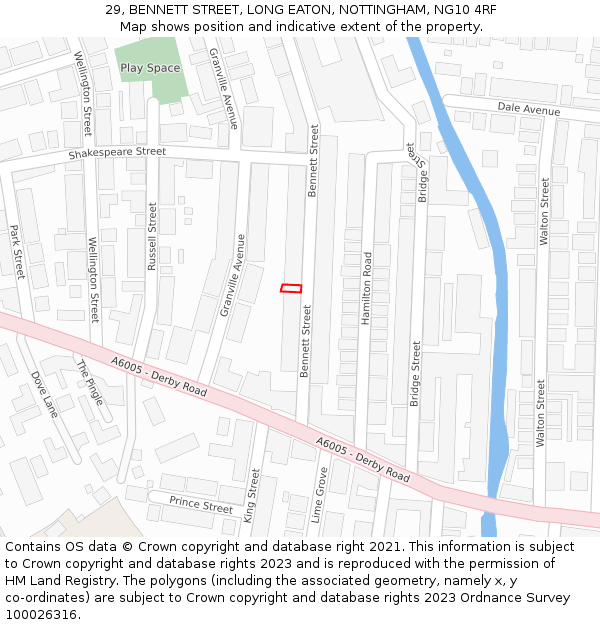 29, BENNETT STREET, LONG EATON, NOTTINGHAM, NG10 4RF: Location map and indicative extent of plot