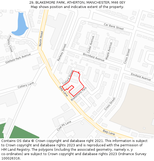 29, BLAKEMORE PARK, ATHERTON, MANCHESTER, M46 0EY: Location map and indicative extent of plot