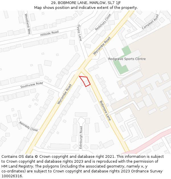 29, BOBMORE LANE, MARLOW, SL7 1JF: Location map and indicative extent of plot