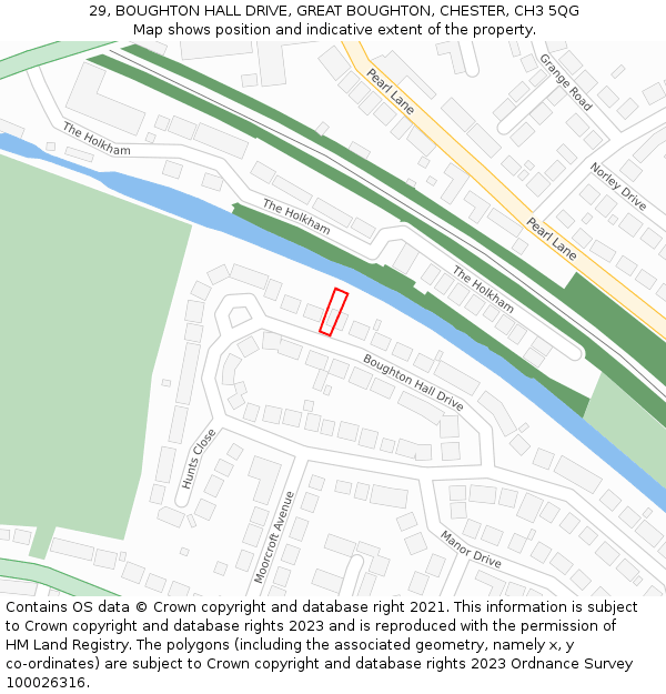 29, BOUGHTON HALL DRIVE, GREAT BOUGHTON, CHESTER, CH3 5QG: Location map and indicative extent of plot