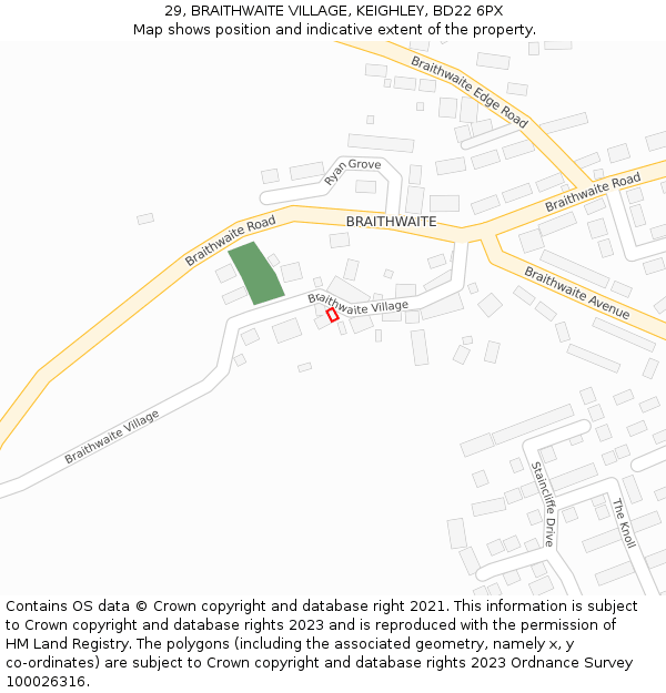 29, BRAITHWAITE VILLAGE, KEIGHLEY, BD22 6PX: Location map and indicative extent of plot