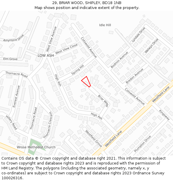 29, BRIAR WOOD, SHIPLEY, BD18 1NB: Location map and indicative extent of plot