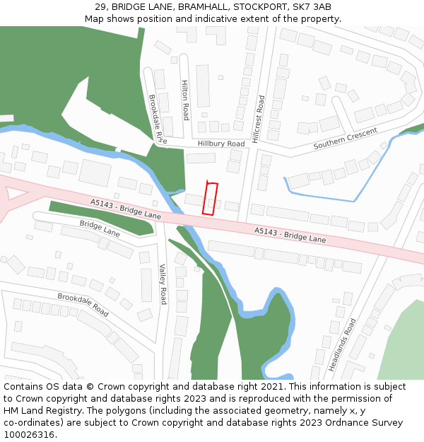 29, BRIDGE LANE, BRAMHALL, STOCKPORT, SK7 3AB: Location map and indicative extent of plot