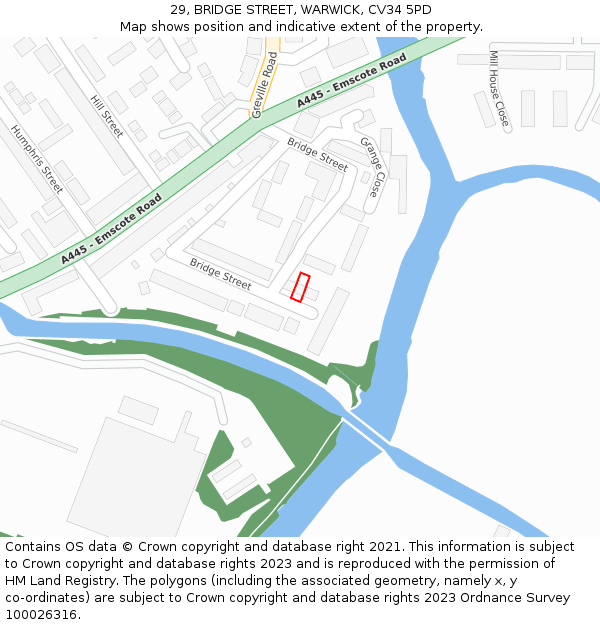 29, BRIDGE STREET, WARWICK, CV34 5PD: Location map and indicative extent of plot