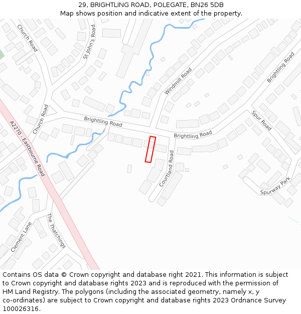29, BRIGHTLING ROAD, POLEGATE, BN26 5DB: Location map and indicative extent of plot