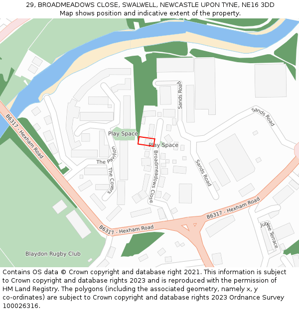 29, BROADMEADOWS CLOSE, SWALWELL, NEWCASTLE UPON TYNE, NE16 3DD: Location map and indicative extent of plot