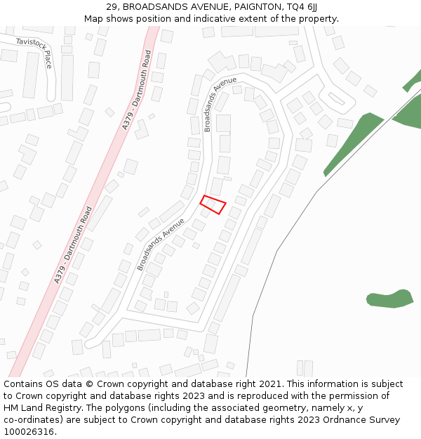 29, BROADSANDS AVENUE, PAIGNTON, TQ4 6JJ: Location map and indicative extent of plot