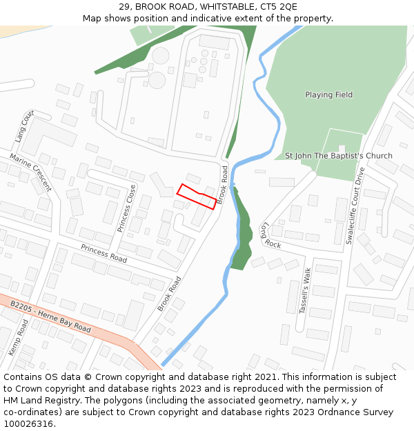 29, BROOK ROAD, WHITSTABLE, CT5 2QE: Location map and indicative extent of plot