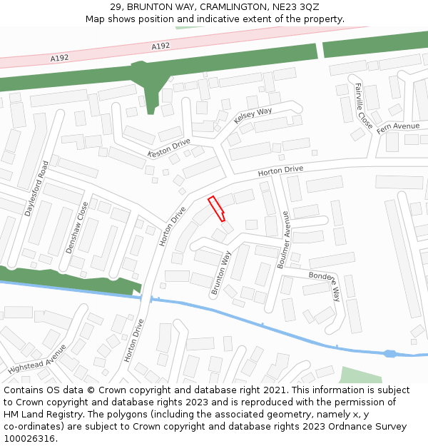 29, BRUNTON WAY, CRAMLINGTON, NE23 3QZ: Location map and indicative extent of plot