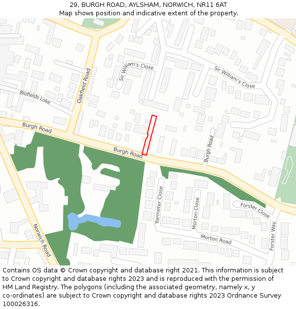 29, BURGH ROAD, AYLSHAM, NORWICH, NR11 6AT: Location map and indicative extent of plot