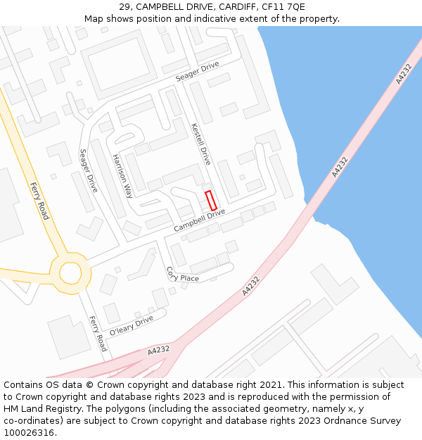 29, CAMPBELL DRIVE, CARDIFF, CF11 7QE: Location map and indicative extent of plot