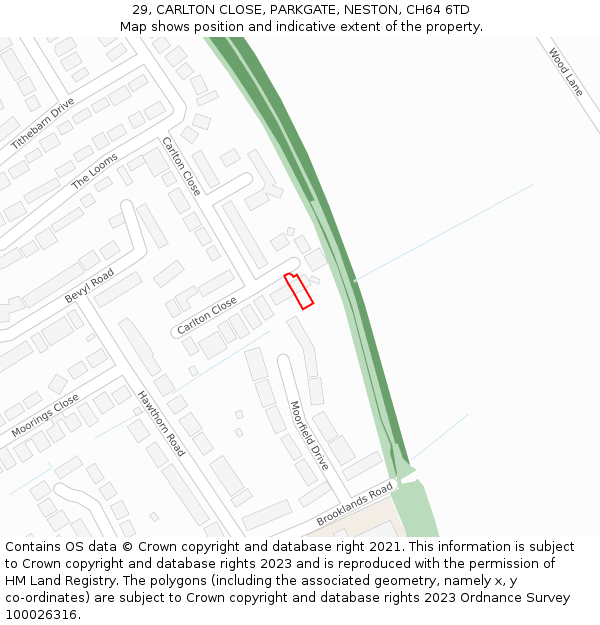 29, CARLTON CLOSE, PARKGATE, NESTON, CH64 6TD: Location map and indicative extent of plot