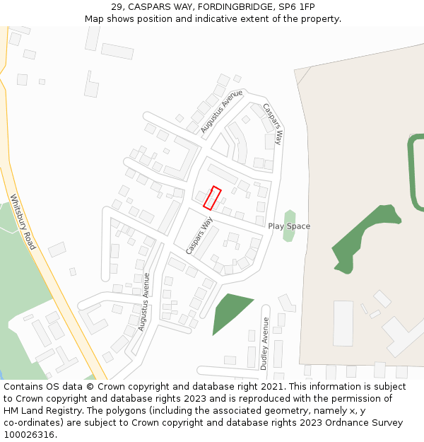 29, CASPARS WAY, FORDINGBRIDGE, SP6 1FP: Location map and indicative extent of plot