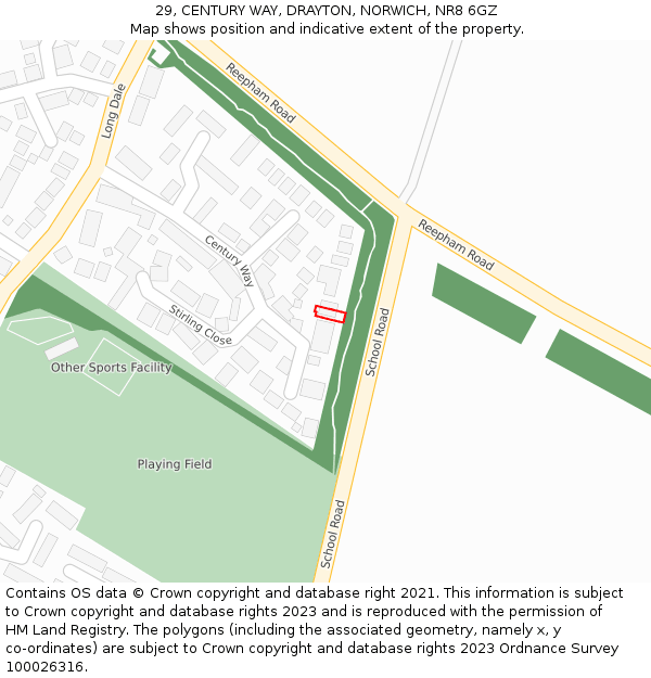 29, CENTURY WAY, DRAYTON, NORWICH, NR8 6GZ: Location map and indicative extent of plot