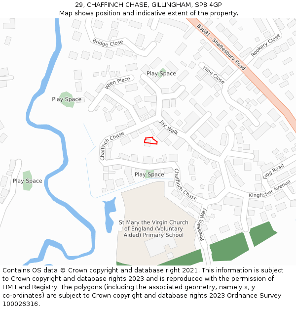 29, CHAFFINCH CHASE, GILLINGHAM, SP8 4GP: Location map and indicative extent of plot