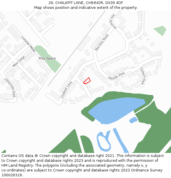 29, CHALKPIT LANE, CHINNOR, OX39 4DF: Location map and indicative extent of plot