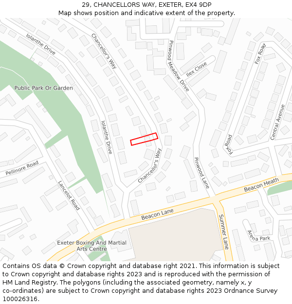 29, CHANCELLORS WAY, EXETER, EX4 9DP: Location map and indicative extent of plot