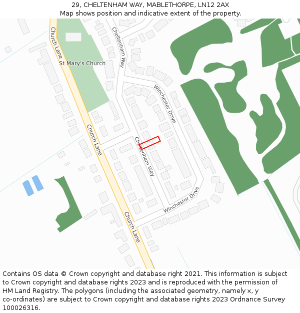 29, CHELTENHAM WAY, MABLETHORPE, LN12 2AX: Location map and indicative extent of plot