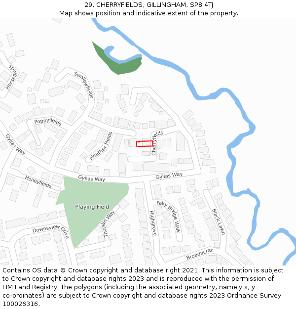 29, CHERRYFIELDS, GILLINGHAM, SP8 4TJ: Location map and indicative extent of plot