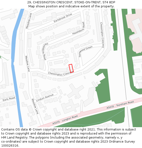 29, CHESSINGTON CRESCENT, STOKE-ON-TRENT, ST4 8DP: Location map and indicative extent of plot