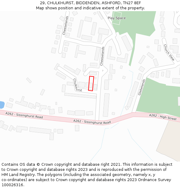 29, CHULKHURST, BIDDENDEN, ASHFORD, TN27 8EF: Location map and indicative extent of plot