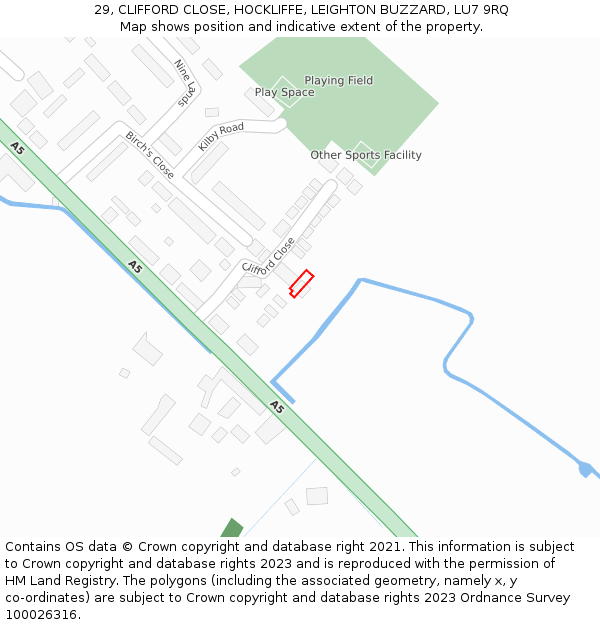 29, CLIFFORD CLOSE, HOCKLIFFE, LEIGHTON BUZZARD, LU7 9RQ: Location map and indicative extent of plot