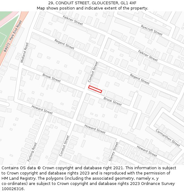 29, CONDUIT STREET, GLOUCESTER, GL1 4XF: Location map and indicative extent of plot