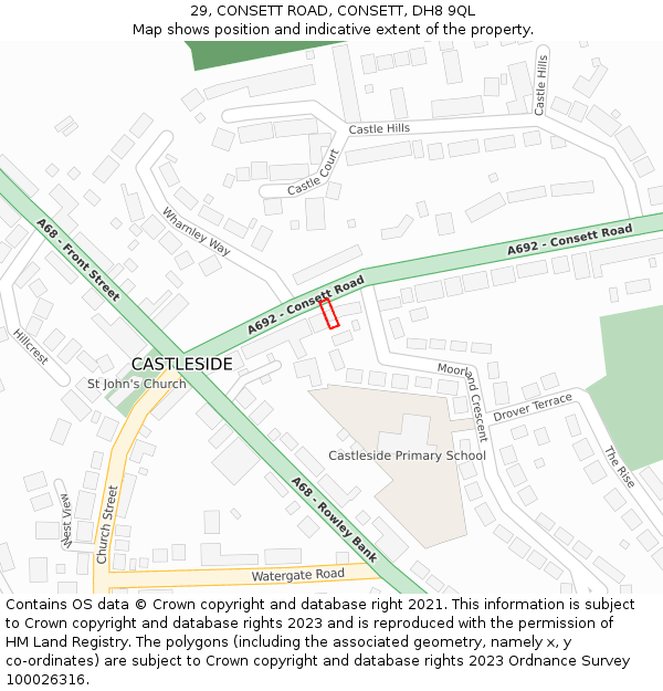 29, CONSETT ROAD, CONSETT, DH8 9QL: Location map and indicative extent of plot