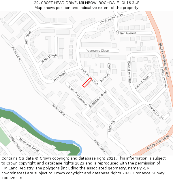 29, CROFT HEAD DRIVE, MILNROW, ROCHDALE, OL16 3UE: Location map and indicative extent of plot