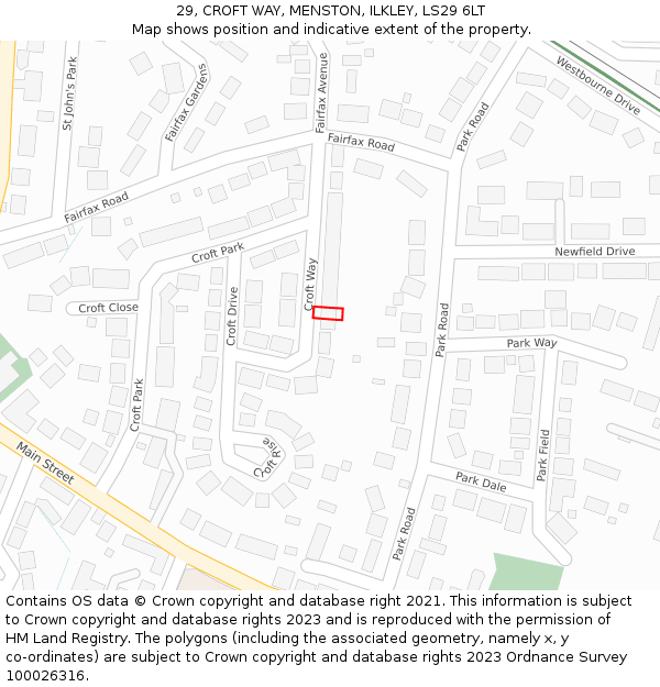 29, CROFT WAY, MENSTON, ILKLEY, LS29 6LT: Location map and indicative extent of plot