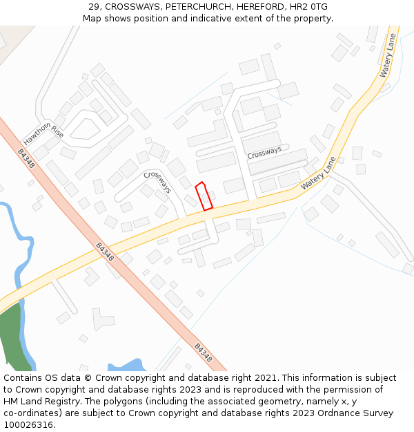 29, CROSSWAYS, PETERCHURCH, HEREFORD, HR2 0TG: Location map and indicative extent of plot