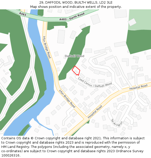 29, DAFFODIL WOOD, BUILTH WELLS, LD2 3LE: Location map and indicative extent of plot