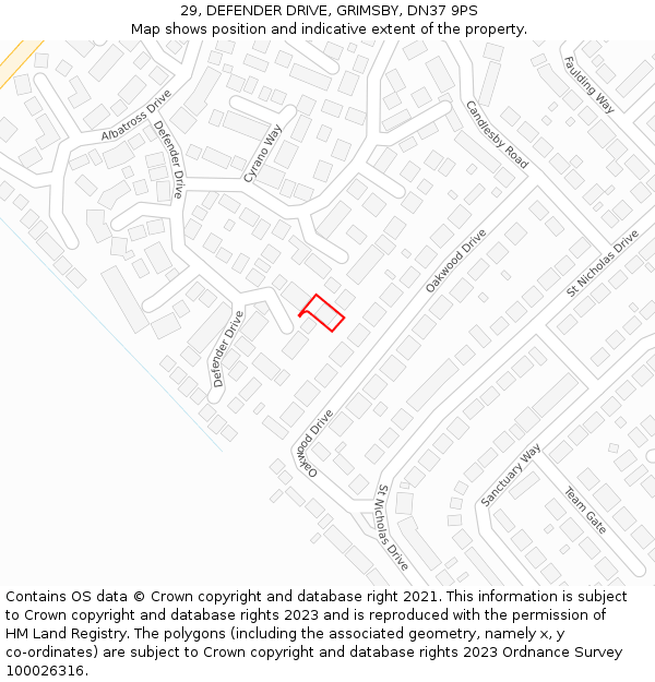 29, DEFENDER DRIVE, GRIMSBY, DN37 9PS: Location map and indicative extent of plot