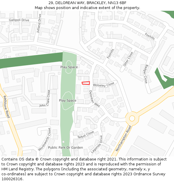 29, DELOREAN WAY, BRACKLEY, NN13 6BF: Location map and indicative extent of plot