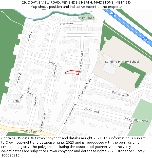 29, DOWNS VIEW ROAD, PENENDEN HEATH, MAIDSTONE, ME14 2JD: Location map and indicative extent of plot