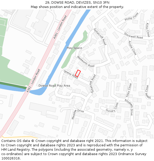 29, DOWSE ROAD, DEVIZES, SN10 3FN: Location map and indicative extent of plot