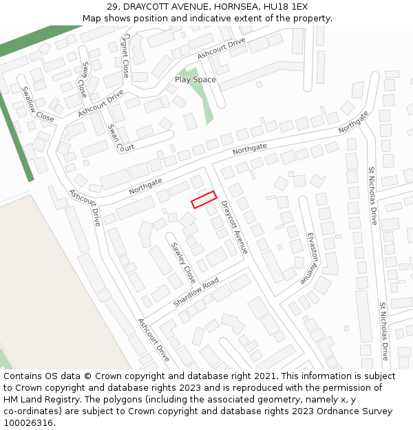 29, DRAYCOTT AVENUE, HORNSEA, HU18 1EX: Location map and indicative extent of plot