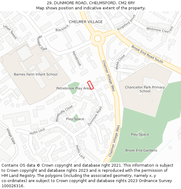 29, DUNMORE ROAD, CHELMSFORD, CM2 6RY: Location map and indicative extent of plot