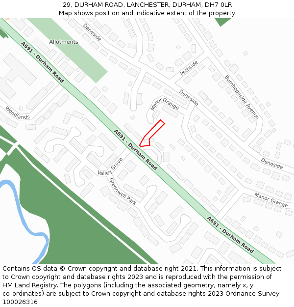 29, DURHAM ROAD, LANCHESTER, DURHAM, DH7 0LR: Location map and indicative extent of plot