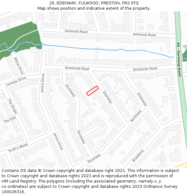 29, EDENWAY, FULWOOD, PRESTON, PR2 9TQ: Location map and indicative extent of plot