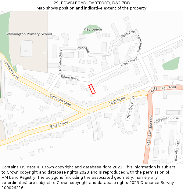 29, EDWIN ROAD, DARTFORD, DA2 7DD: Location map and indicative extent of plot