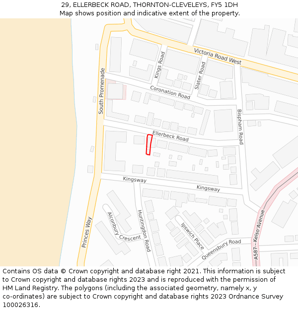 29, ELLERBECK ROAD, THORNTON-CLEVELEYS, FY5 1DH: Location map and indicative extent of plot