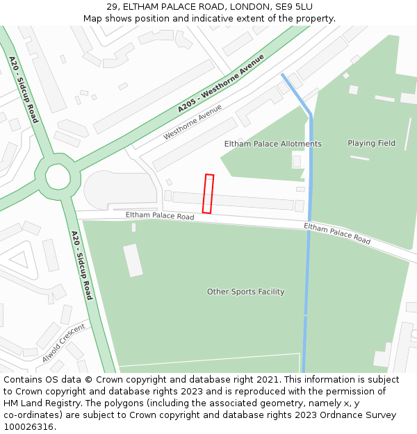 29, ELTHAM PALACE ROAD, LONDON, SE9 5LU: Location map and indicative extent of plot