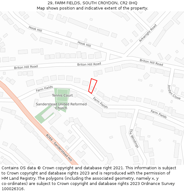 29, FARM FIELDS, SOUTH CROYDON, CR2 0HQ: Location map and indicative extent of plot