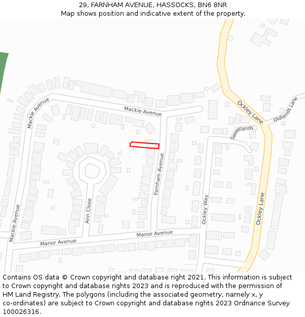 29, FARNHAM AVENUE, HASSOCKS, BN6 8NR: Location map and indicative extent of plot