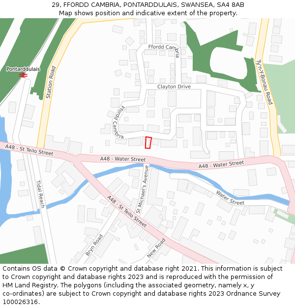 29, FFORDD CAMBRIA, PONTARDDULAIS, SWANSEA, SA4 8AB: Location map and indicative extent of plot