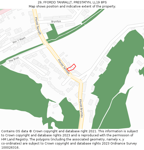 29, FFORDD TANRALLT, PRESTATYN, LL19 8PS: Location map and indicative extent of plot